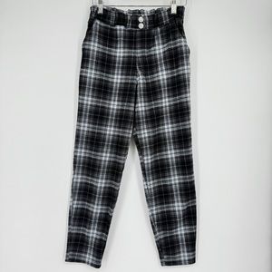 Abercrombie‎ Kids Girl's Plaid Black Paperbag Waist Pants 13/14